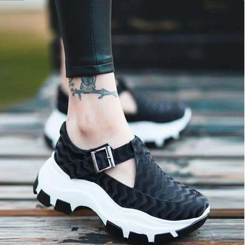 2022 Women Platform Sneakers Ladies Buckle Wedge Casual Sports Shoes Fashion Plus Size Women's Vulcanized Shoes Zapatillas Mujer