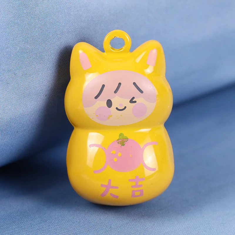 Fortune Doll Cartoon Metal Jingle Bell Charms Necklace Pendant Bracelet Hanging Charms Jewelry Findings Decoration