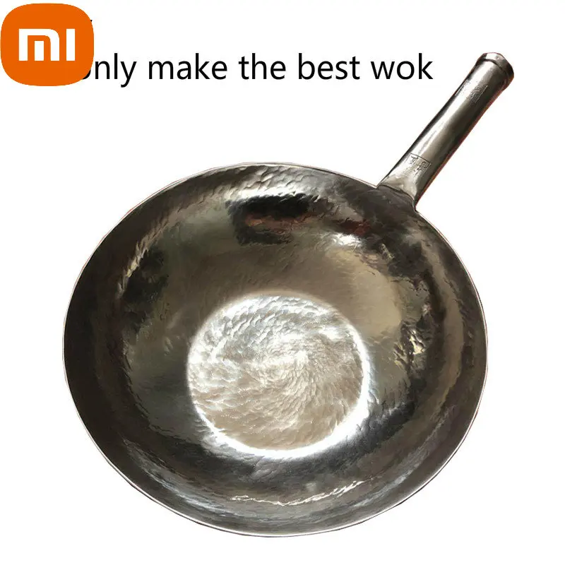 

Xiaomi Traditional Hand-Made Iron Pot Non-Stick Pan Uncoated Gas Stove Cookware Chinese Style Iron Pot Healthy Iron Pot