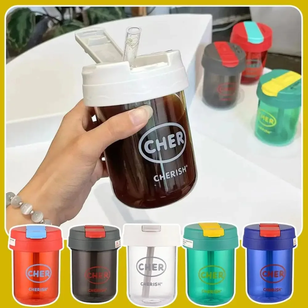 Portable Plastic Straw Cup 300mL Water Bottle