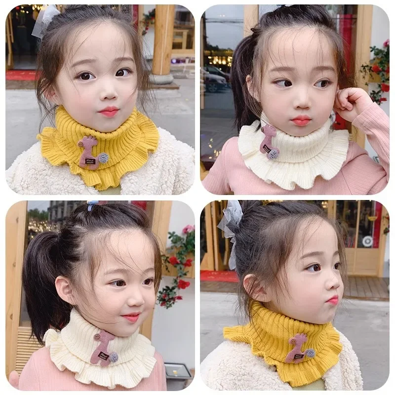 Kids Scarf Winter Baby Scarf Boys Girls Cartoon Animals Scarves Plush Autumn Kids Warm O-Ring Knitting Collar Children Thicken Neckerchief