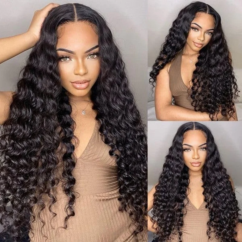 Deep Wave 4x4 Lace Closure Human Hair Pre-Plucked Natural Color Brazilian Virgin Hair Transparent Lace Closure For Women