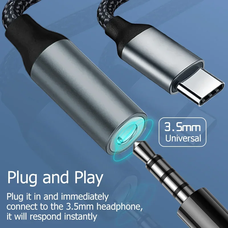 USB to 3.5mm Adapter USB Type-C to 3.5mm Jack Audio Adapter Cable for Samsung Galaxy S23 S22 S24 Ultra Earphone Converter for Google Pixel 7a 7 8 Pro