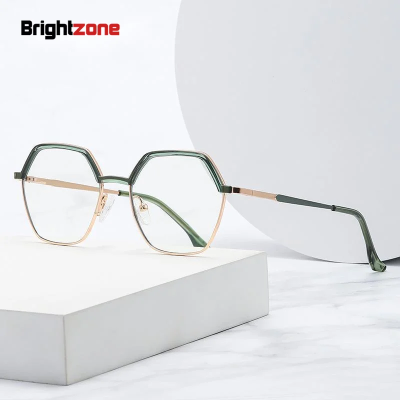 

Brightzone модная TR металлическая многоугольная прозрачная оправа для линз Женская плоская двухцветная защита для глаз от голубого света защитные очки для игрового компьютера