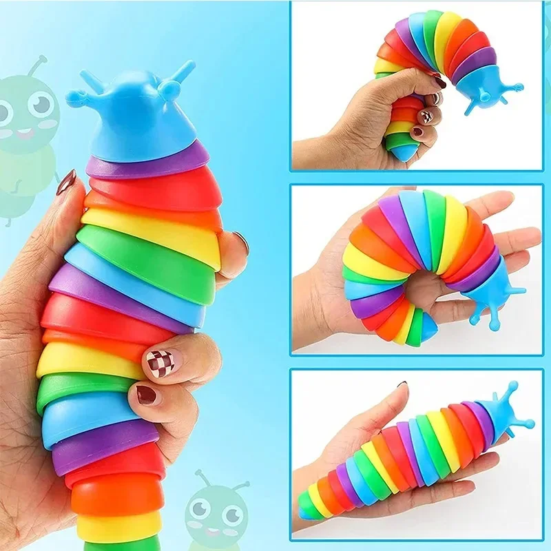 Fidget Slug Toy for children 18cm 3D Colorful Sensory Slug Relieves Fun Decompression Toy Creative Twist Caterpillar Fidget Toys 2