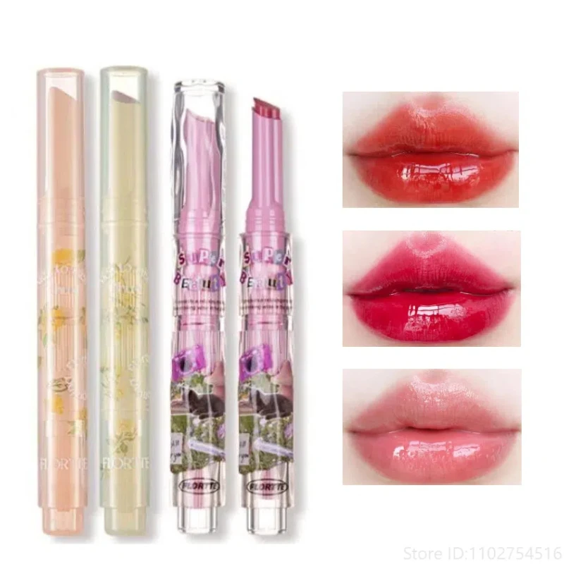 FLORTTE Solid Lip Gloss Water Light Glitter Clear Lipstick Pink Mirror Lip Glaze Jelly Moisturizing Tint Cosmetics Makeup