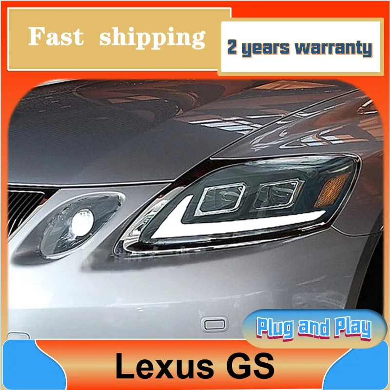 

Car Styling for Lexus GS300 Headlights 2004-2011 GS430 Head Light GS350 DRL Turn Signal Low High Beam Projector Lens