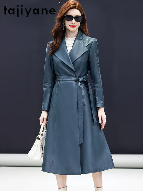 Tajiyane Natural Genuine Leather Jacket Women Slim Fit Autumn Sheepskin Coats Mid-length Trench Coat for Woman Clothes 2024 Belt