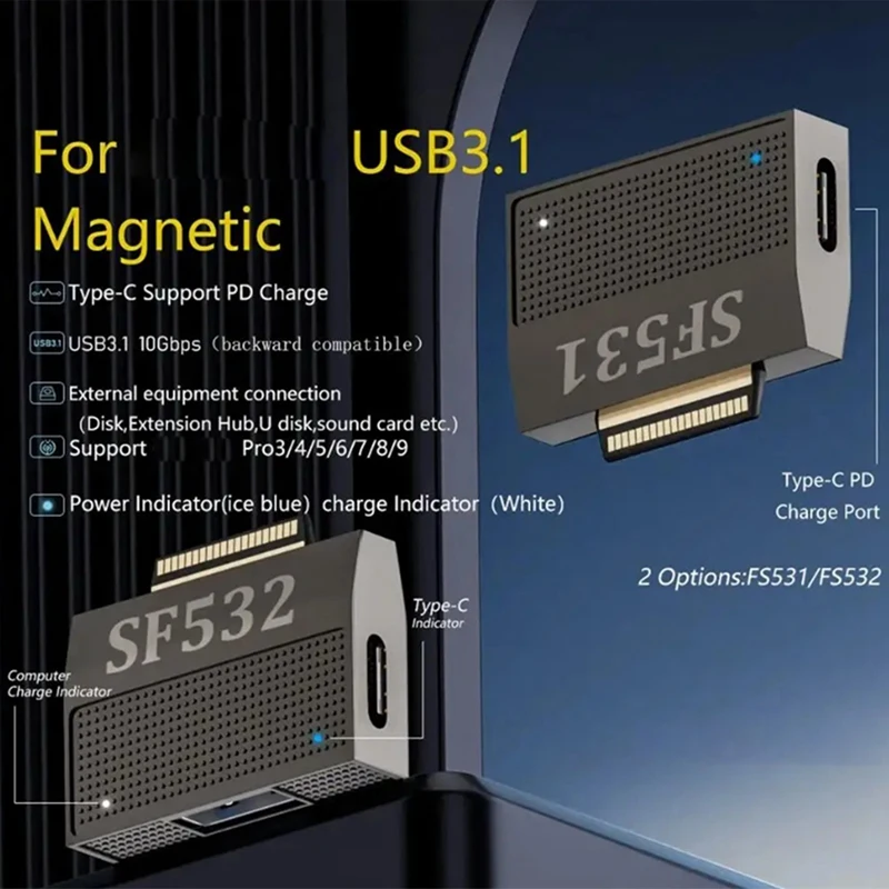 

Подходит для зарядного адаптера ноутбука Microsoft Surface Pro9/8/7/6 40PIN для расширения магнитного порта с функцией передачи данных