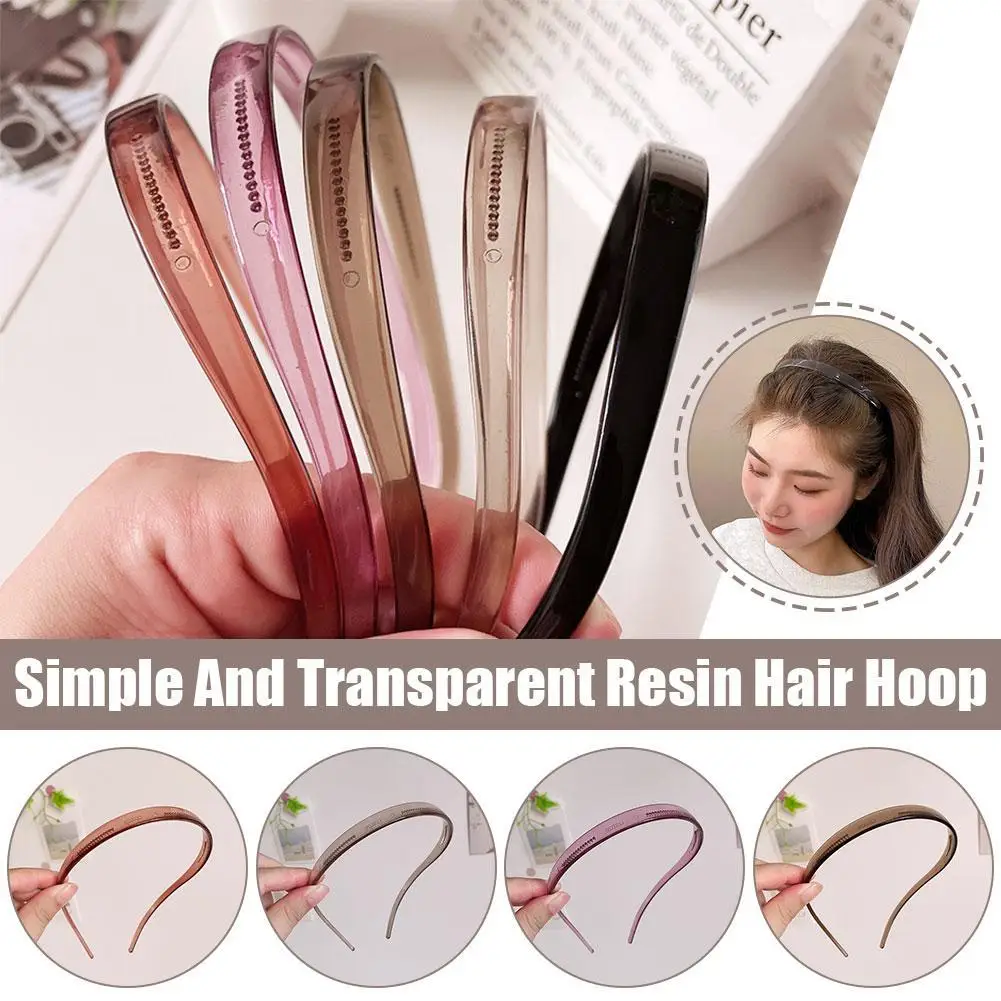 

Acrylic Hairbands Simple Transparent Resin Hair Band For Women Washing Anti Slip Hair Compression Headbands Hair Clip Headwear