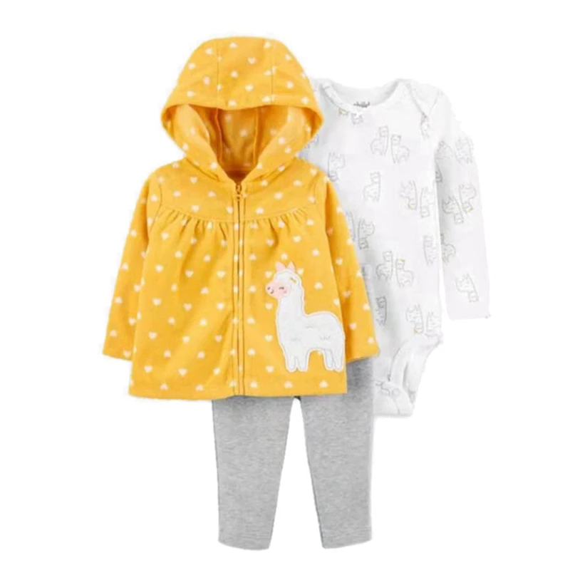 

Baby Cotton Clothes Sets Newborn Baby Cartoon Coat Romper Pant 3pc Autumn Warm Baby Girl Outfits Cute Kids Clothing Costume 0-2Y
