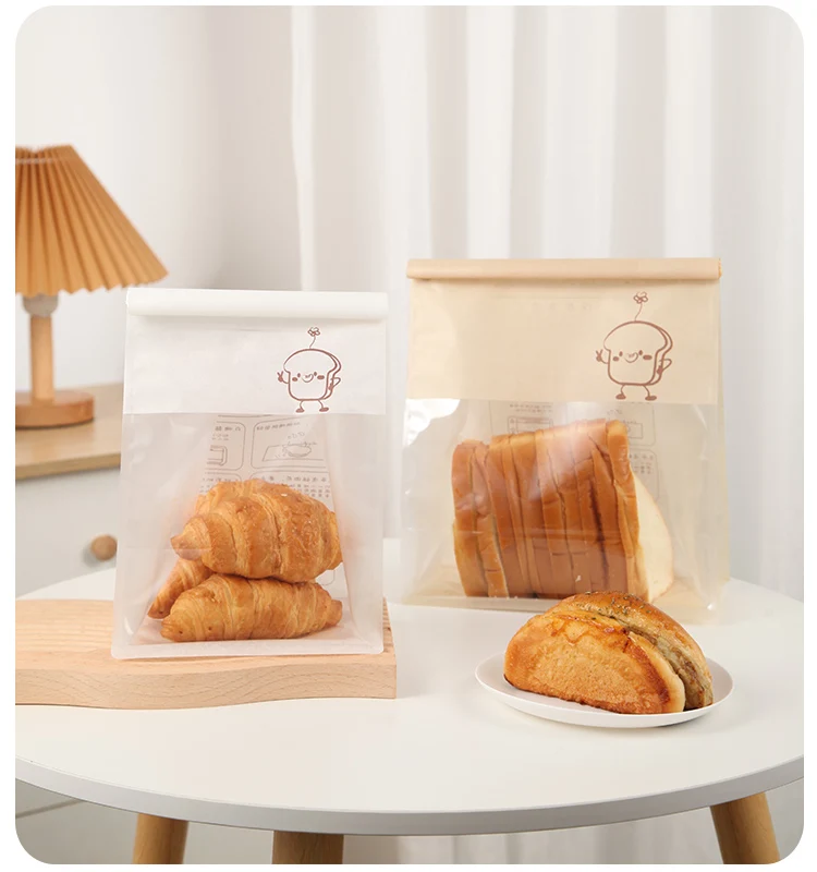 50 Pieces Kraft Paper Roll-Edge Sandwich & Toast Bags with Cartoon Window Print, Fo... - SKU KPTB1215 - UGI Packaging