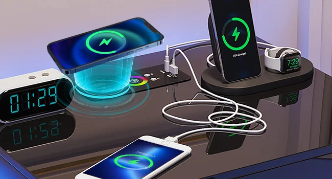 night stand with charging station