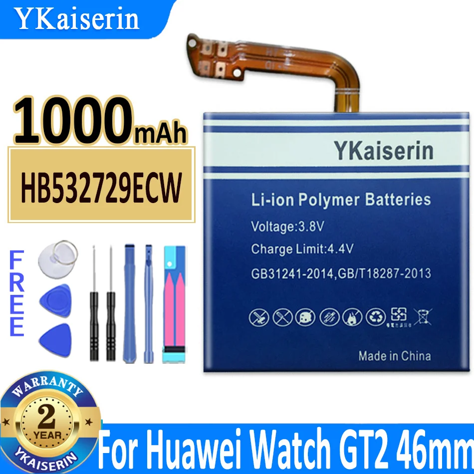 

Оригинальный аккумулятор ykaisсеребрин HB532729ECW 1000 мАч 46 мм для смарт-часов Huawei Watch GT2 GT 2 аккумулятор 46 мм аккумулятор + Бесплатные инструменты
