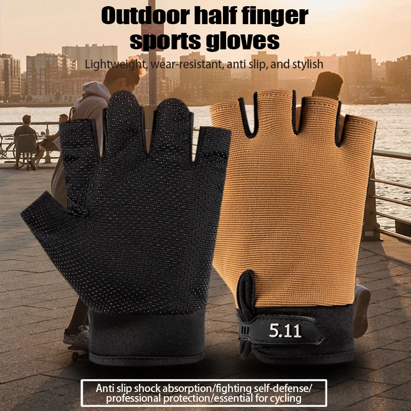 1 Pair Anti Slip Half Finger Men's Gloves Outdoor Tactical Gloves Sports Shooting Hunting Airsoft Motorcycle Cycling sports gloves finger gloves tactical gloves