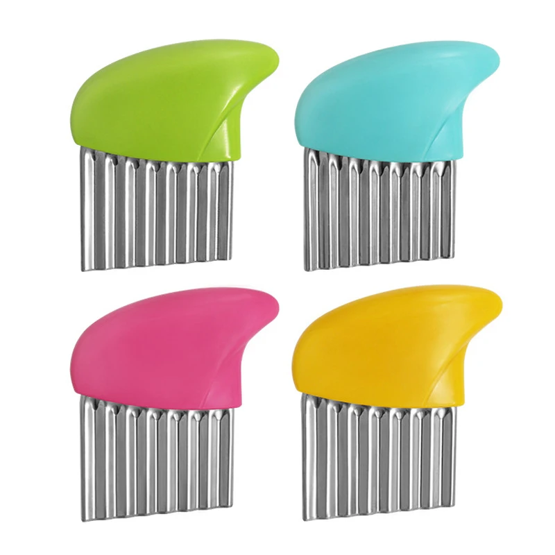 Potato Cutter Crinkle French Fries Cutter Potato Chips Vegetable Slicer Chopper Stainless Steel Wavy Knife Kitchen Accessories