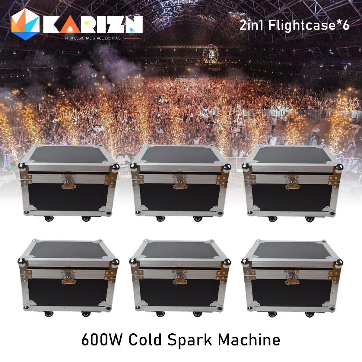 

0 Tax 6Pcs Flycase For 600W Cold Spark Machine Cold Firework Machine DMX Remote Control LCD Cold Sparking Machine Flightcase