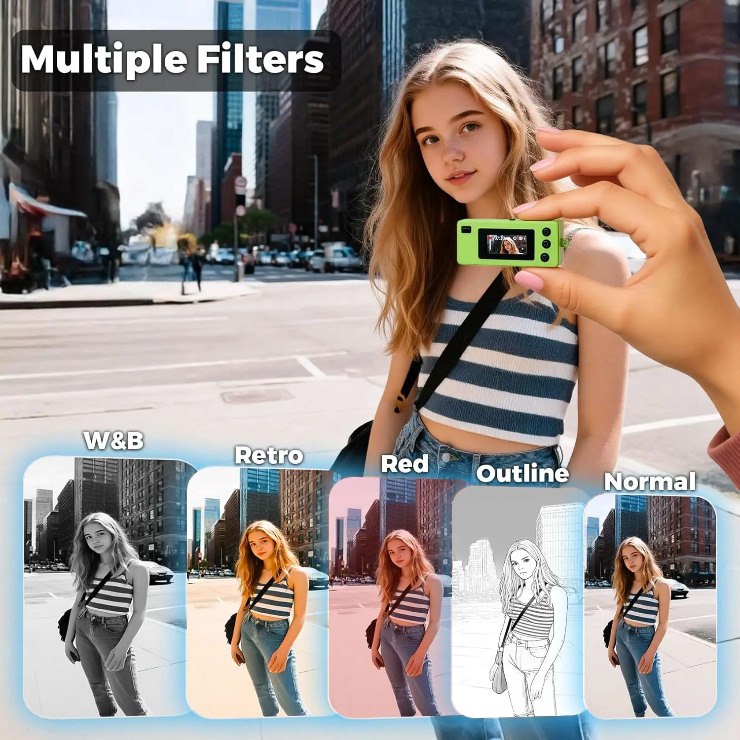 디지털 카메라 1080P HD 엄지 카메라 미니 키체인 128GB 메모리 카드 지원 휴대용 비디오 레코더 레트로 스타일 어린이 선물용