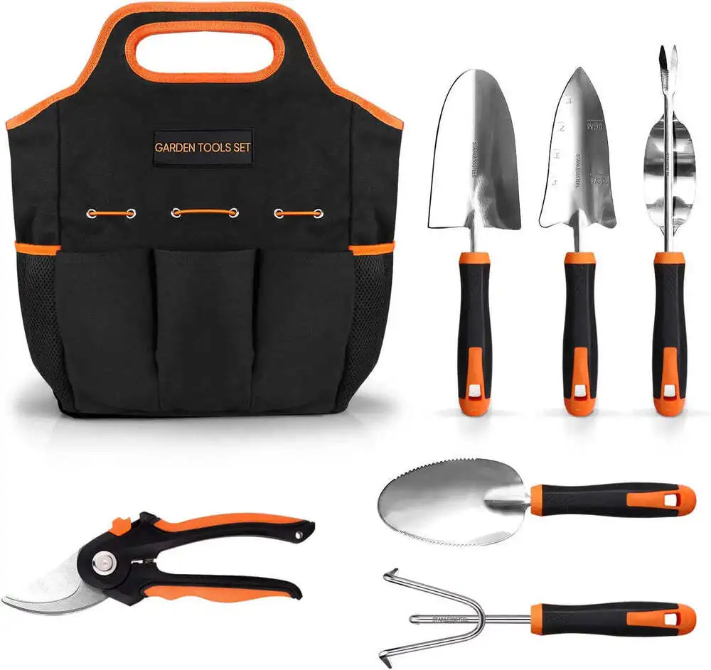 

Garden Tool Set 11 PCS Aluminum Alloy Hand Tool Starter Kit with Garden Bag Outdoor Heavy Duty Gardening Work Set with Ergonomic