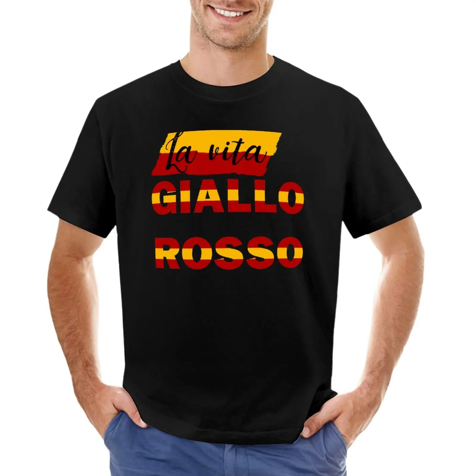 

La Vita Giallo Rosso T-Shirt kawaii clothes graphics t shirt mens graphic t-shirts hip hop