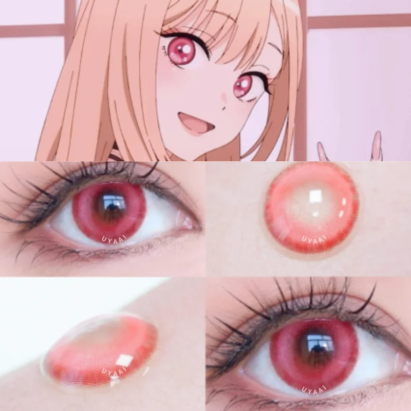 

UYAAI 2Pcs/Pair Color Contact Lenses For Eyes Pupils Pink Anime Contact Lens Halloween Red Lenses Beauty Cosplay Eye Contacts