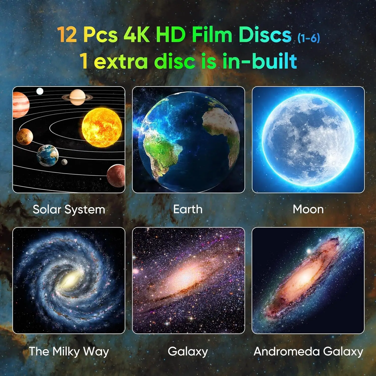 12 in 1 Cosmic Starry Sky Galaxy 4K HD Projector Night Light Decoration 360° Rotate Bedroom Romantic Lamp for Kids Adults Gift 2