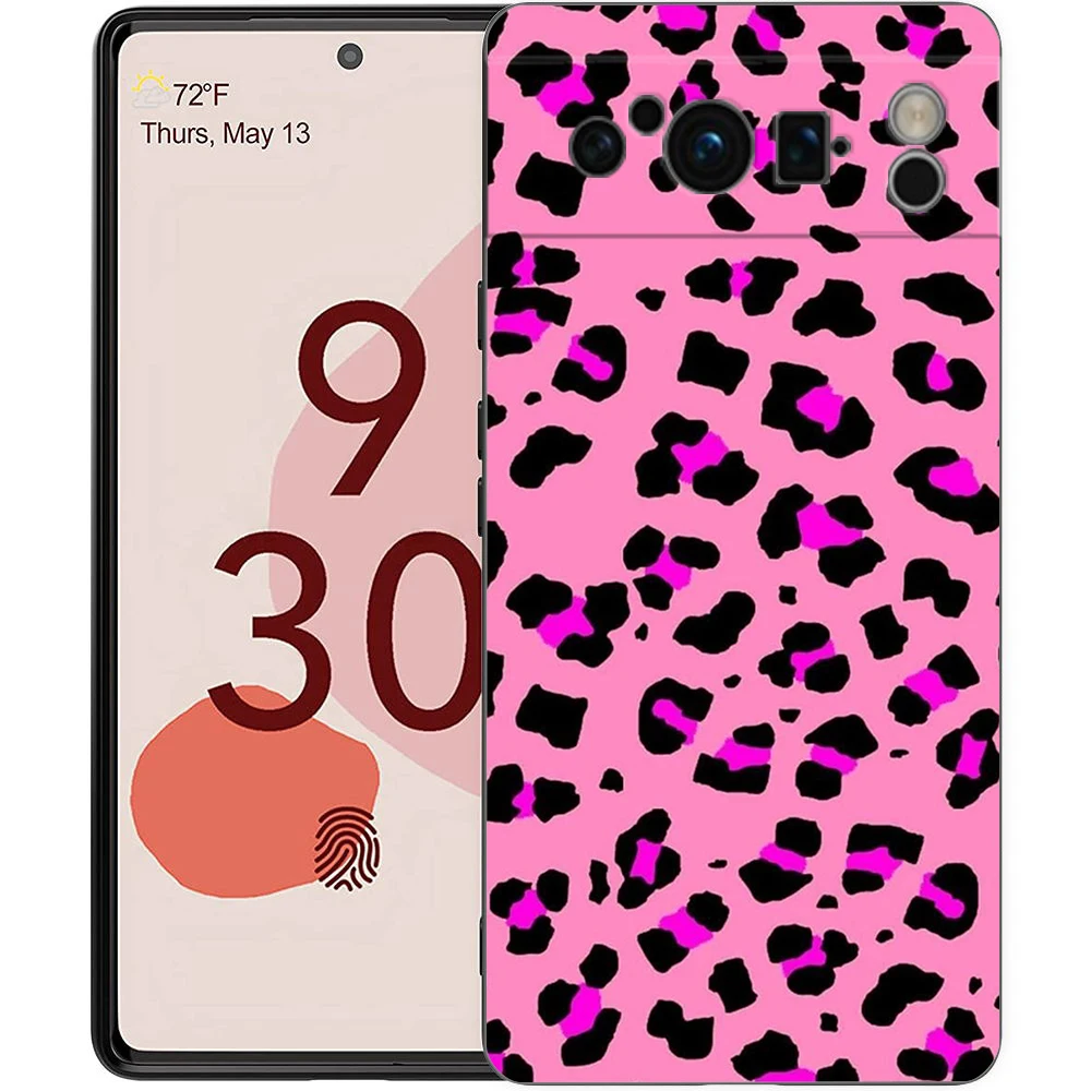 Leopard Print Pattern Soft Silicone Shockproof Phone Case - Black Cover s
