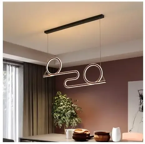 

Modern LED Pendant Light for Home Living Dining Room Restaurant Lustre Hanging Chandelier for Kitchens Black Long Base Ceiling