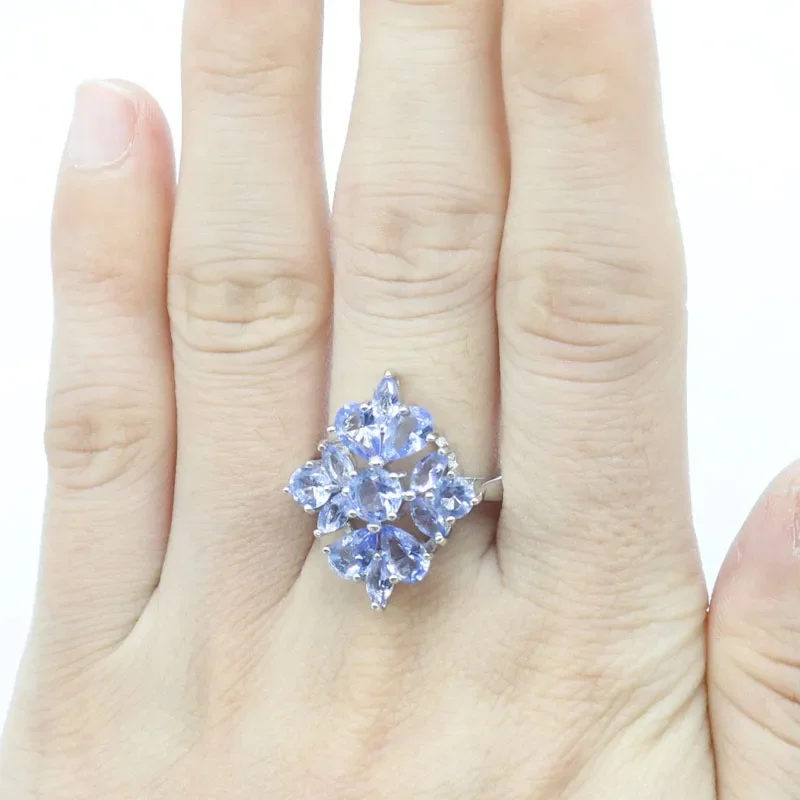 5g Customized 925 SOLID STERLING SILVER  Rings Gorgeous Rich Blue Violet Tanzanite Iolite Tanzanite Woman's Present Sz 6-11
