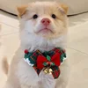 Cute Cat Bow Collar Wool Crocheted Christmas Cats Bowtie Collar Bow Tie Pet Bib for Indoor Cats Kitten and Small Dogs Puppies 4