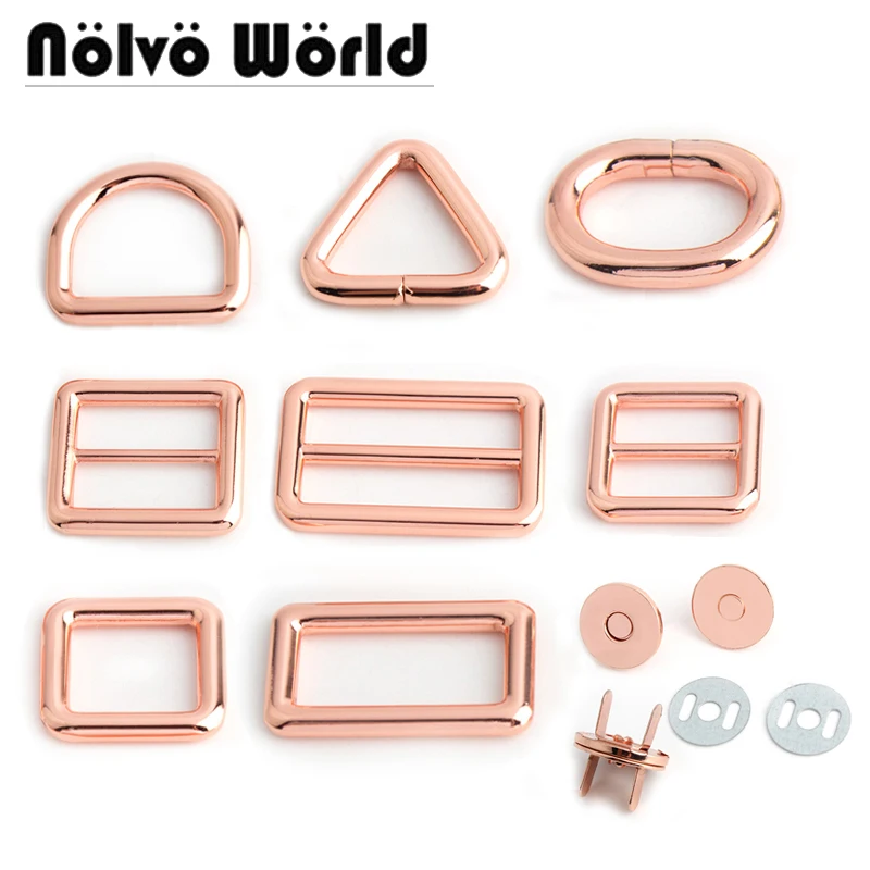Rose Gold Metal Buckles and Sliders for Straps and Belts - Adjustable Tri Glide Accessory Set (5/10/20pcs)