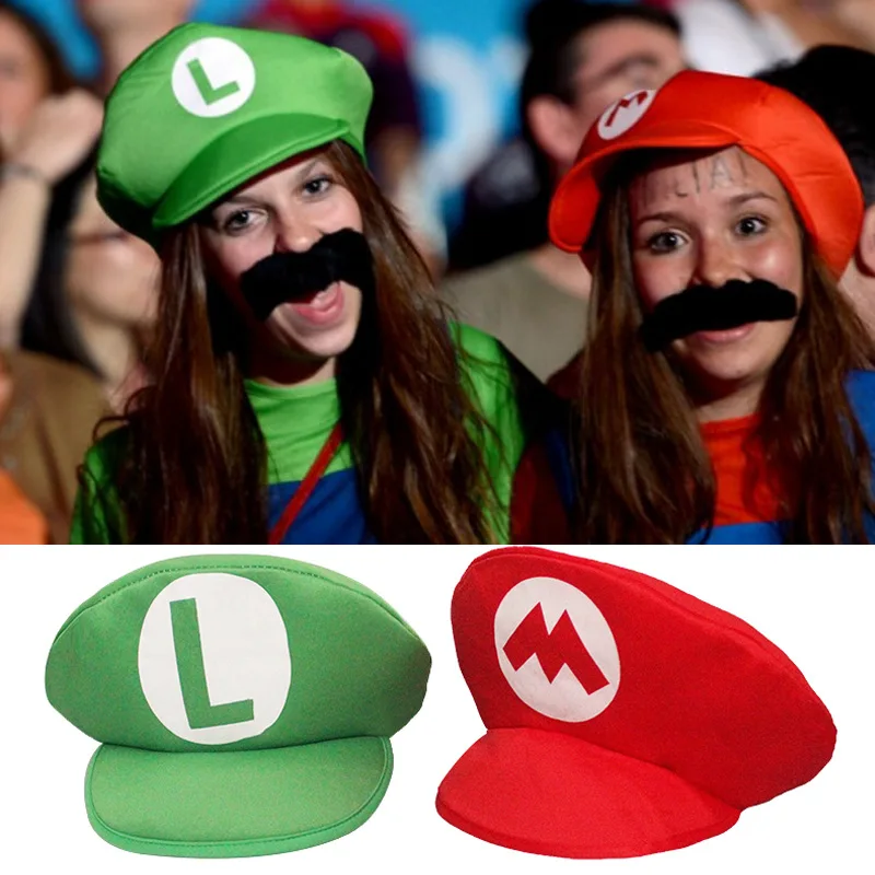 Super Mario Bros Hat Beard Set Cosplay Props Party Toys Kawaii Anime Figure Mario Luigi Cap Birthday Gifts for Kids 2