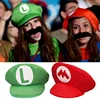 Super Mario Bros Hat Beard Set Cosplay Props Party Toys Kawaii Anime Figure Mario Luigi Cap Birthday Gifts for Kids 2