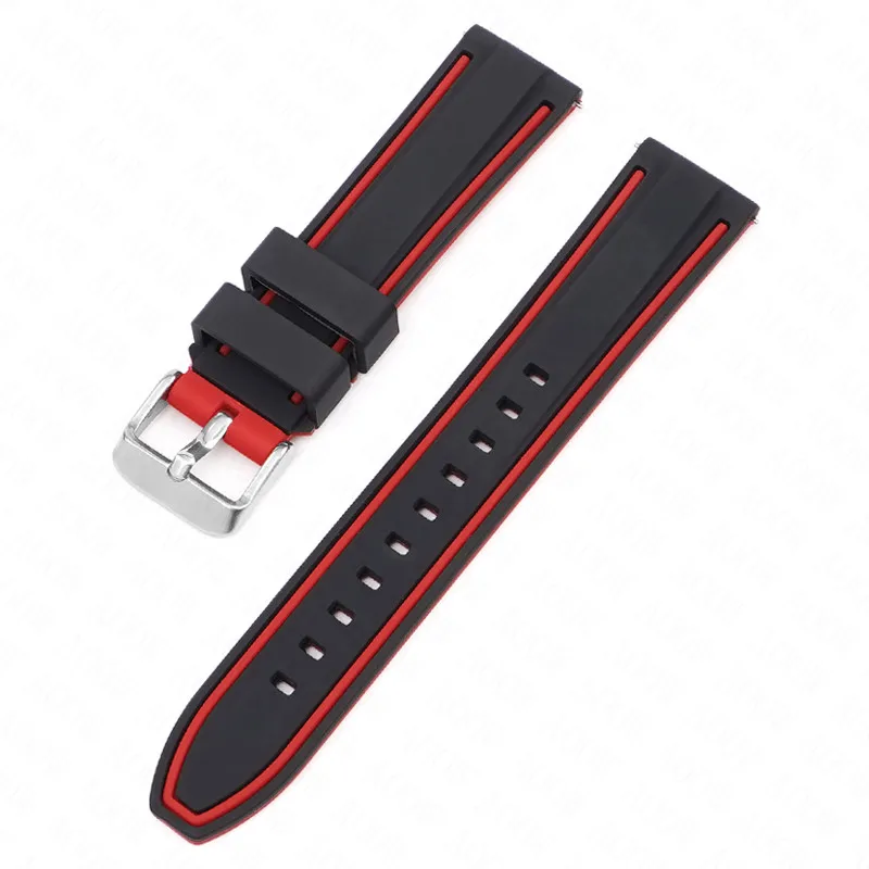 Enhanced Title: Dual-Color Quick Release Waterproof Silicone Watch Strap