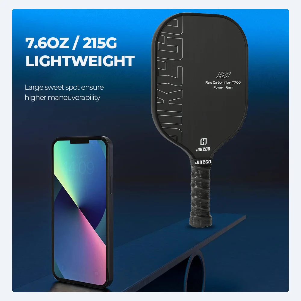 JIKEGO 여성 피클볼 패들, 미가공 탄소 섬유 피클볼 라켓, T700 라켓 커버, 스핀 RCF 포함, 16mm