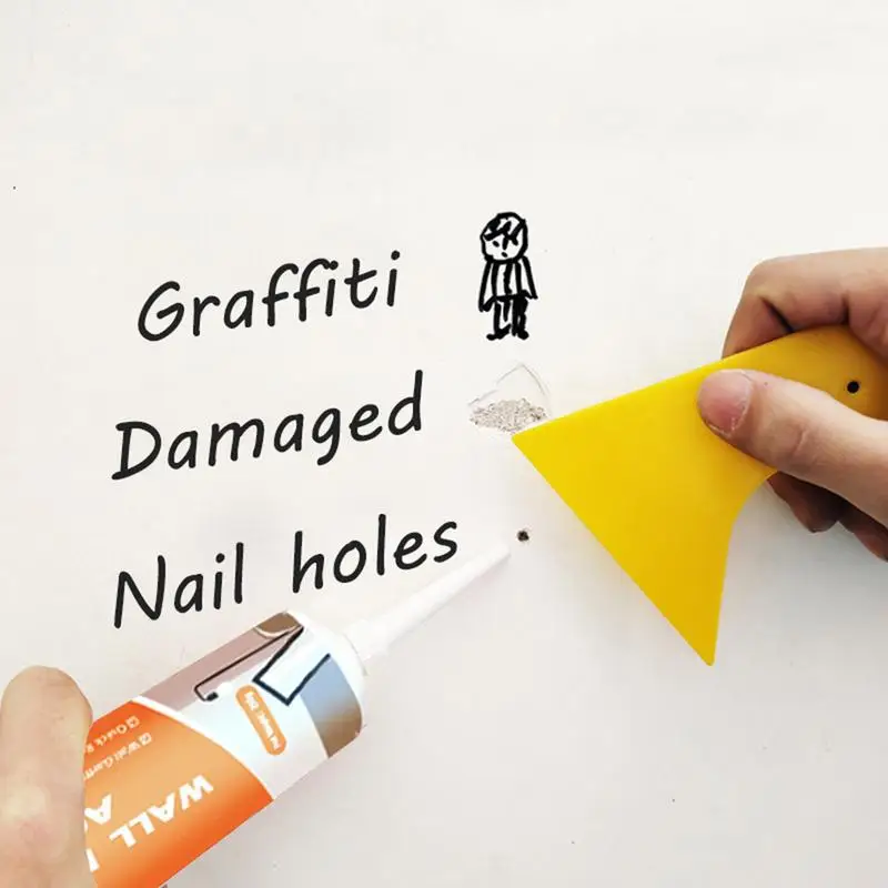 Wall Putty Hole Repair Kit 250g Wall Mending Agent Repair Paste Straight Scraper Pointed Nozzle Sandpaper Set For Cracked