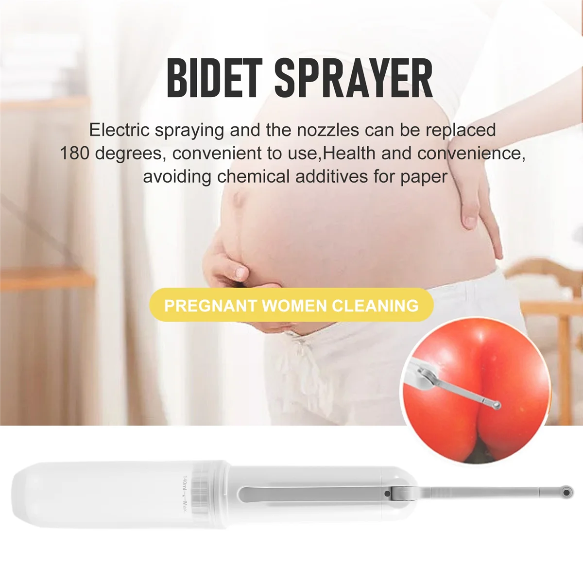Automatic Electric Bidet Sprayer Travel Shower Travel Cleaning Portable-White