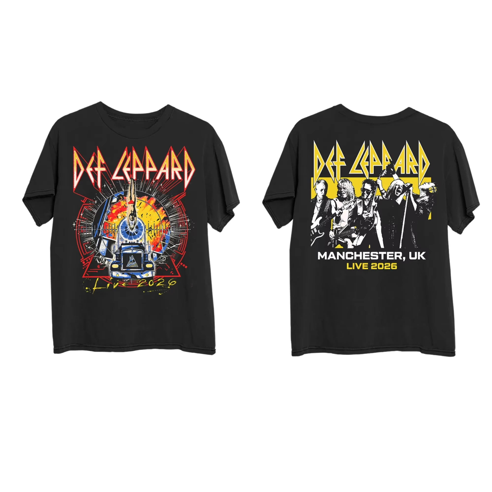 Unisex-T-Shirt aus atmungsaktiver Baumwolle, Def Leppard Live 2026 Tour UK und EU Merch, lässiges Y2k-Streetwear-T-Shirt für Männer, Frauen, Kinder