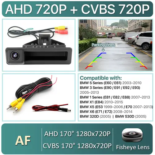 Vehicle AHD 1080P Dynamic Trajectory Car Reverse Backup Trunk Handle Camera For BMW 3 Series 5 Series X5 X6 E60 E70 E82 E90 - Image 7