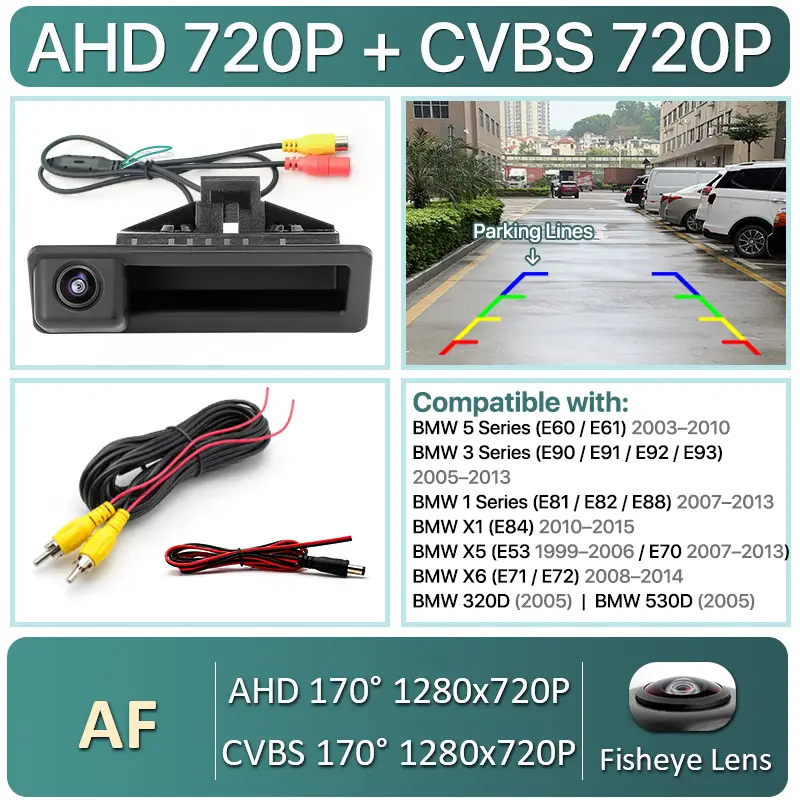Vehicle AHD 1080P Dynamic Trajectory Car Reverse Backup Trunk Handle Camera For BMW 3 Series 5 Series X5 X6 E60 E70 E82 E90 - Image 7