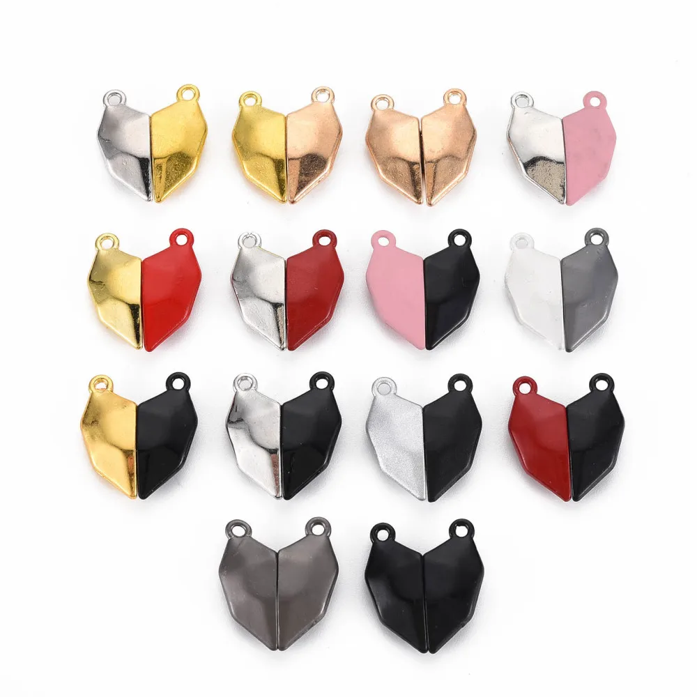 

50Pairs Spray Painted Alloy Heart Magnetic Clasps Mixed Color For DIY Bracelet Necklace Jewelry End Connector Accessories