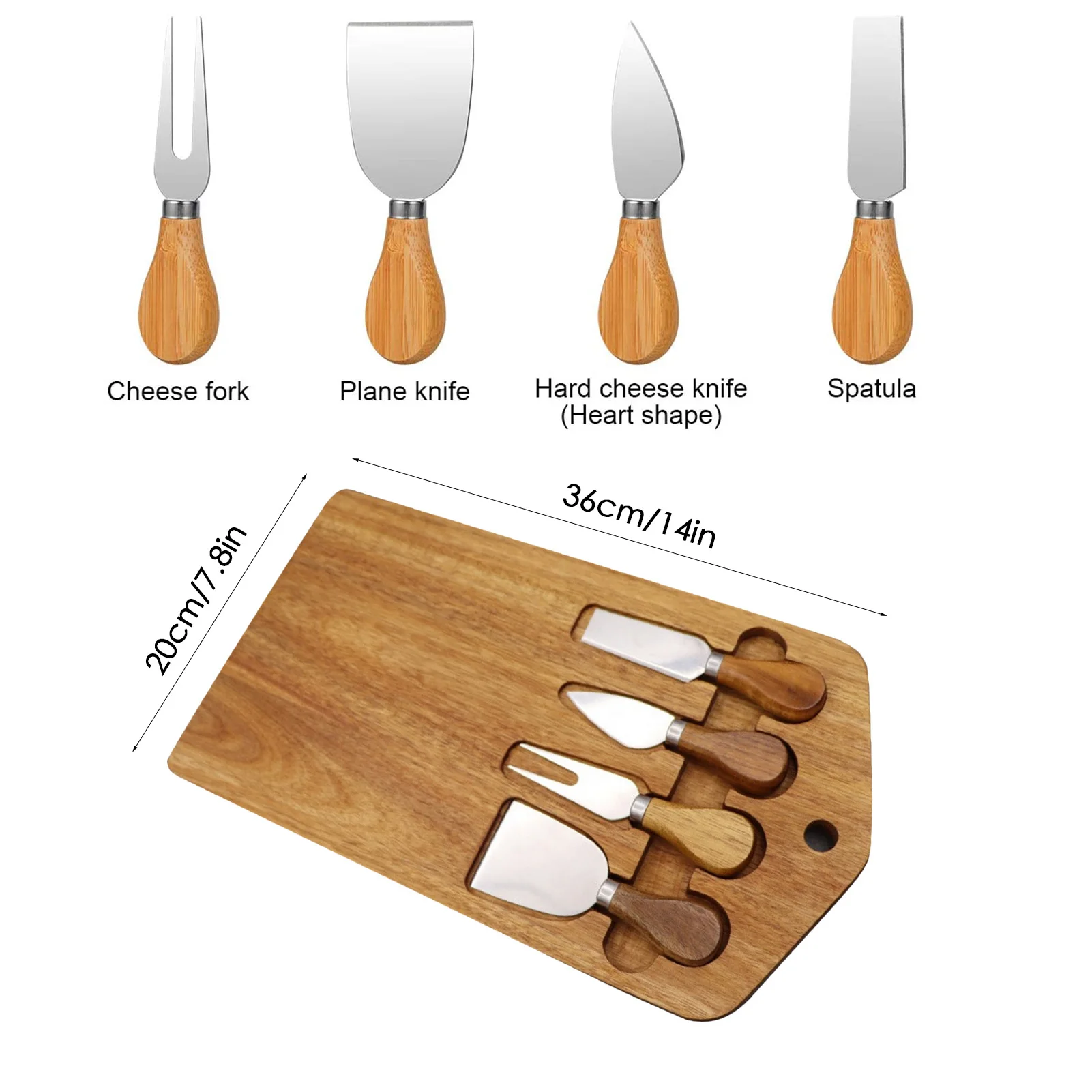 Maverton Plateau à Fromage en Bois - Cadeau personnalisé - 25 cm Planche à Fromage avec Les Accessoires - Cadeau de Noël pour Les Amateurs de Fromage - Gourmandises