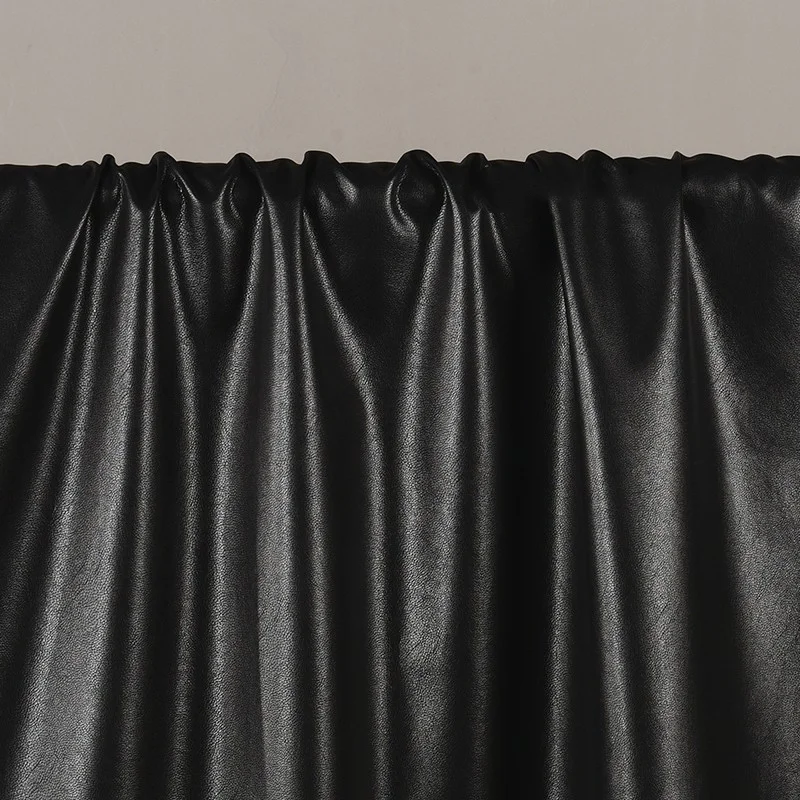 Black Leather Fabric Cotton Sole Thin Soft Clothing Designer Fabric Cloth Diy Apaprel Sewing Material