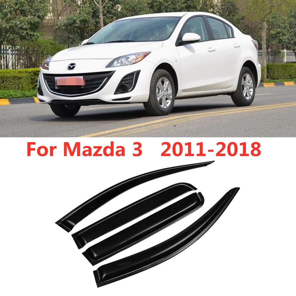 For Mazda 3 2013-Cars Accessories Window Visors Rain Sun Guard Vent Wind Deflector Weathershield Slim Moulding Trim car window visor car window deflectors