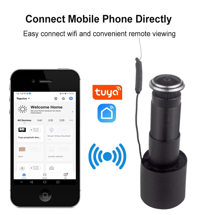 Tuya Smart Home Wifi Video Peephole Camera Motion Detection Video