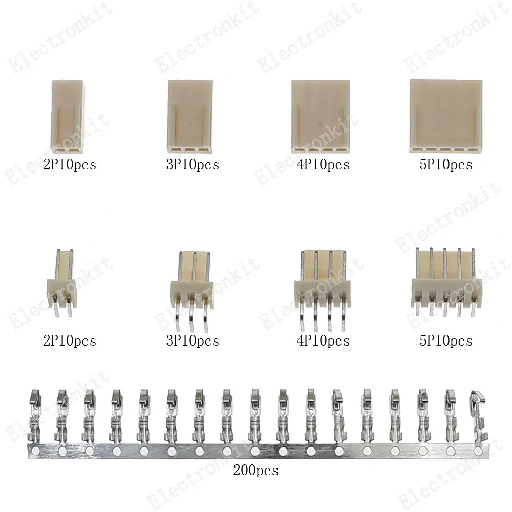 280pcs KF2510-2p 3p 4P 5pin 2.54mm Pitch Housing Pin Header Right Angle Terminal Connectors Adaptor Assortment Mixde Box Kit