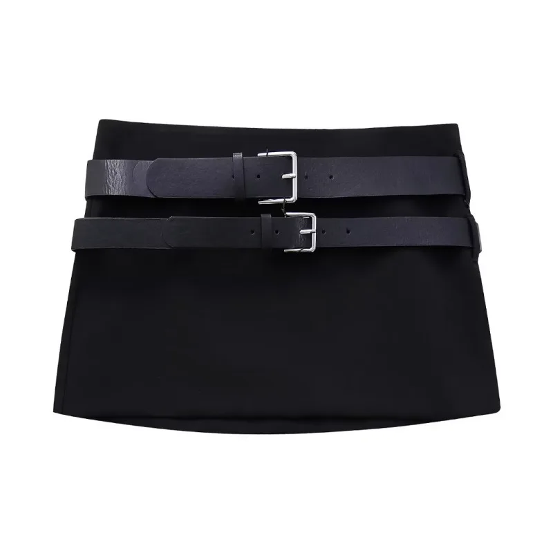 

New Women Street Style Mini Skirt With Belt Fashionable And Sexy Slim Fitting High Waisted Trendy Party Skirt