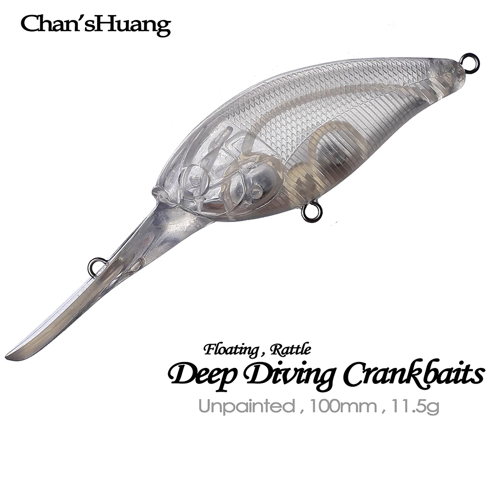 Chan’sHuang 20PCS Unpainted Blanks Bait 100mm 11.5g Deep Diving Rattle
