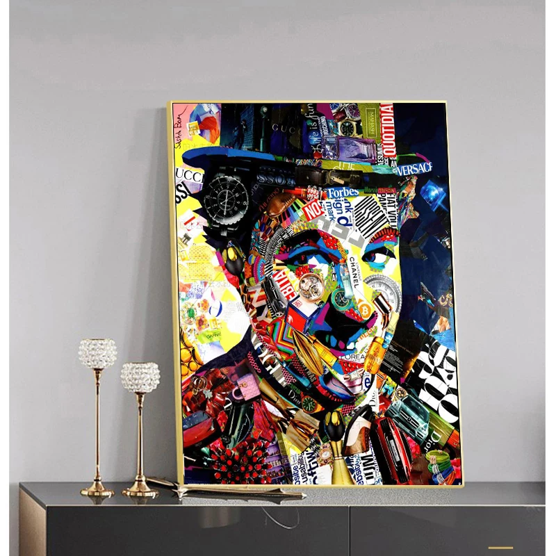 

Abstract Portrait A Man In A Hat Graffiti Wall Art Canvas Painting Poster and Prints Picture for Living Room Home Decor No Frame