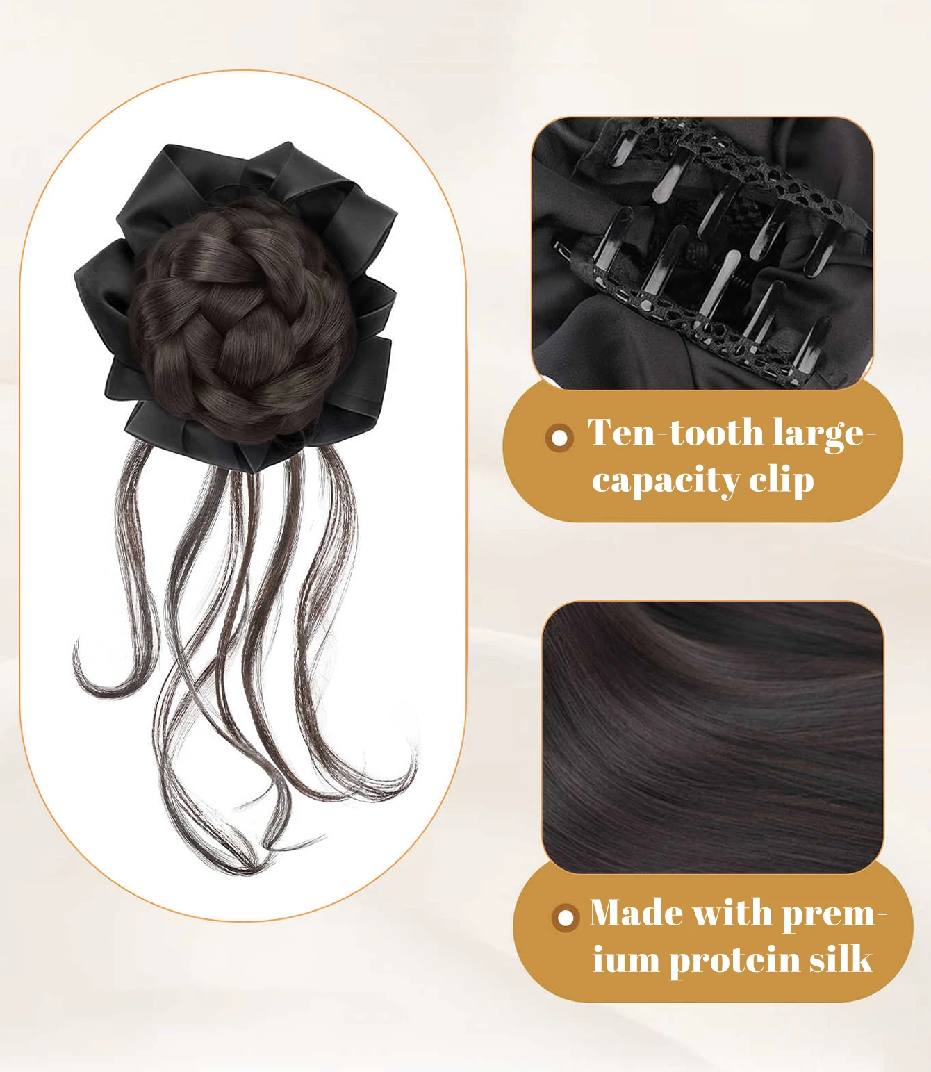 Synthetic Straight Chignon Hair Bun Clip in Extensions for Women